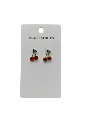 Раннее лето Новый красный циркон Вишневые ушные колпачки Элегантные модные фруктовые серьги для женщин Девочки всепоглощающие Модные стильные