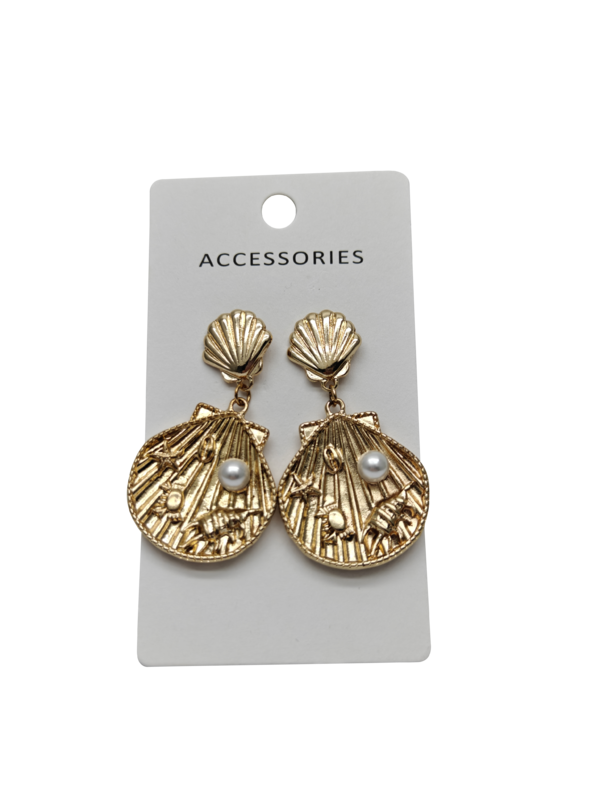 Европейская и американская мода Shell Pearl Earrings Retro Trend Креативный океанский стиль